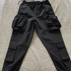 Zara Black Nylon Jogger Cargo Pants